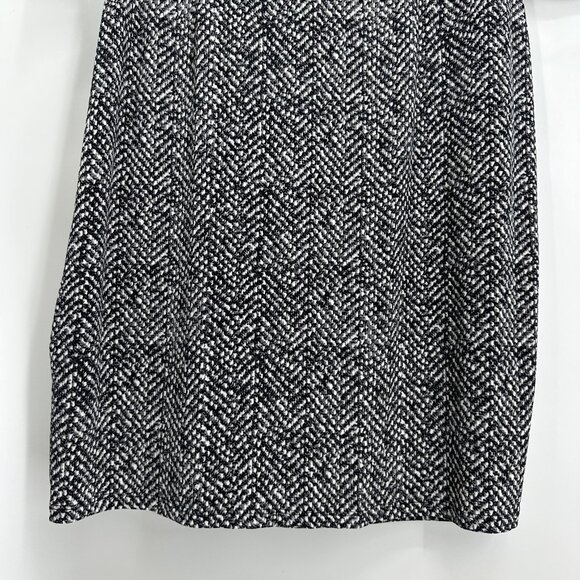 Ralph Lauren Jersey Knit Dress 10 Sheath Faux Wrap Herringbone Black White - Picture 7 of 9